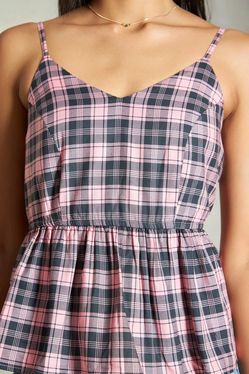 Virgio Cotton Peplum Brunchwear Vneck Fitted Waist Tops for Women