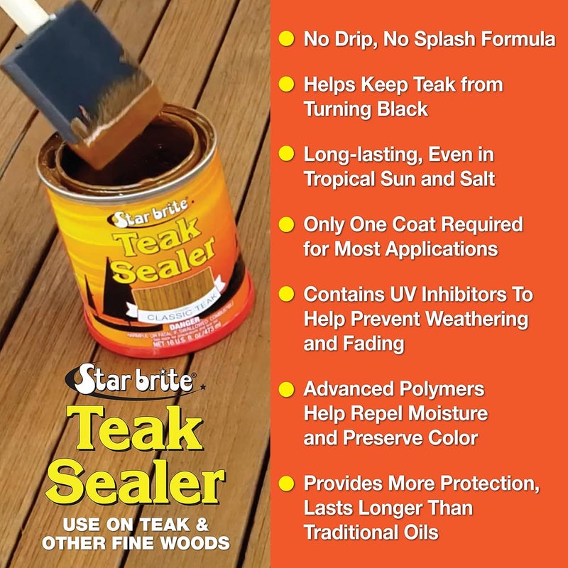Star Brite Teak Sealer - No Drip, No Splash Formula - One-Coat, Durable Protection for All Fine Woods - Perfect for Outdoor Furniture & Marine Use - Classic Teak 32 OZ (088032) - Image 4