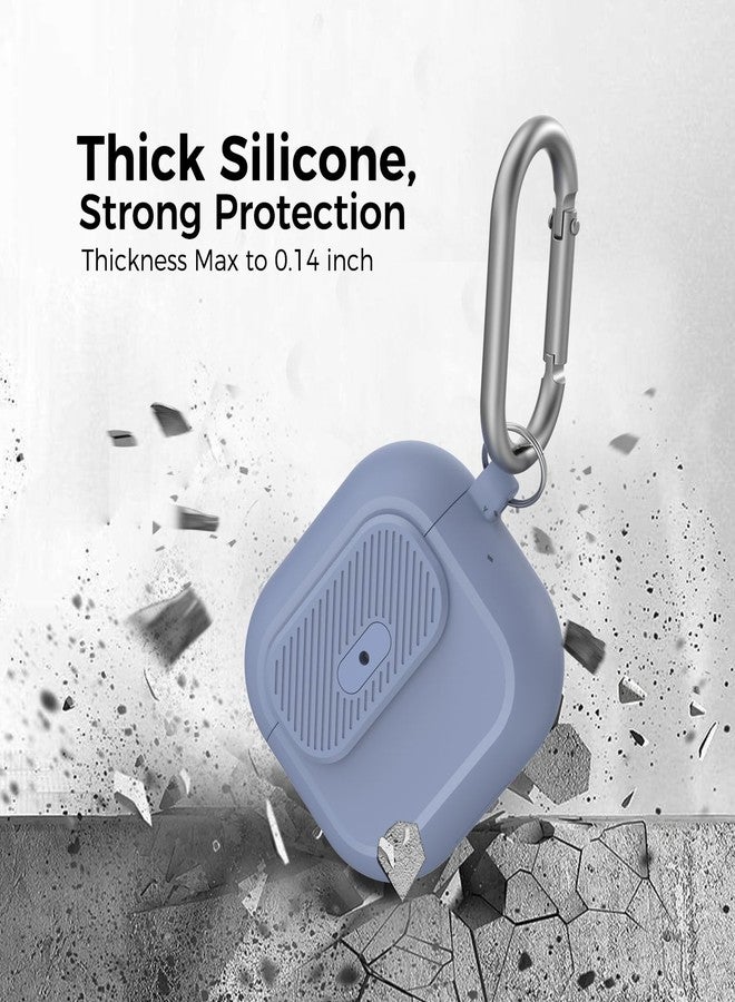 TRONWIN AirPods 4 Case,【with Lock】 2024 Silicone Case for Apple AirPods 4 Generation with Active Noise Cancellation, Secure Lock Cover for AirPod 4 Gen for Women/Men (Grey Blue) - Image 4
