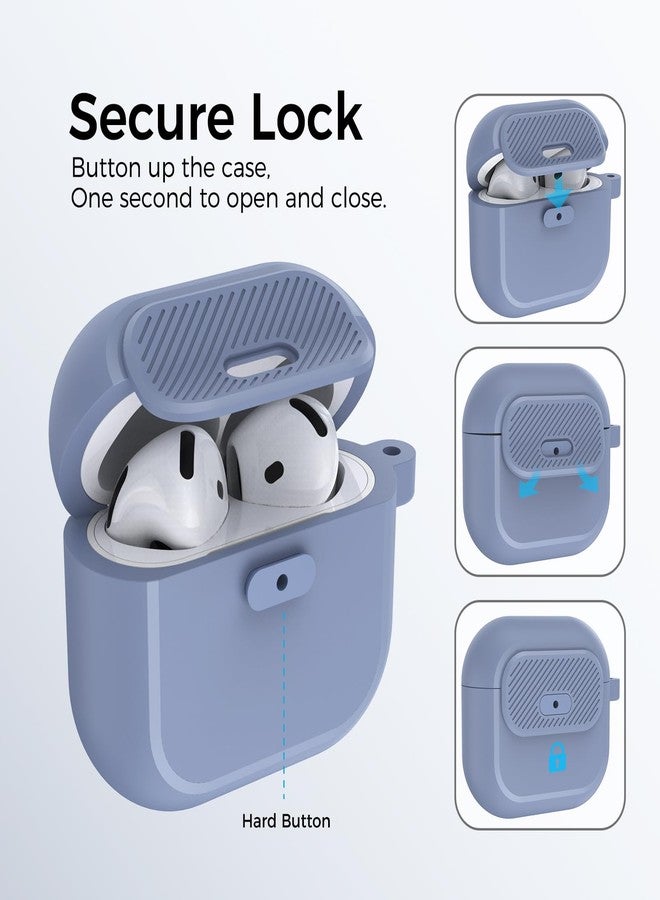 TRONWIN AirPods 4 Case,【with Lock】 2024 Silicone Case for Apple AirPods 4 Generation with Active Noise Cancellation, Secure Lock Cover for AirPod 4 Gen for Women/Men (Grey Blue) - Image 3