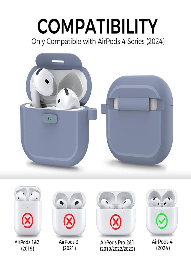 TRONWIN AirPods 4 Case,【with Lock】 2024 Silicone Case for Apple AirPods 4 Generation with Active Noise Cancellation, Secure Lock Cover for AirPod 4 Gen for Women/Men (Grey Blue) - Image 2