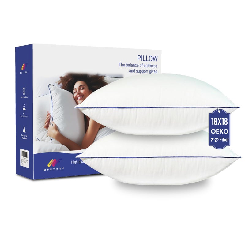 Wuuyuef 18x18 Pillow Inserts Set of 2 Machine Washable Soft Fluffy Hypoallergenic Virgin Polyester Premium Throw Pillow Stuffer Decorative Cushion for Bed Couch Sofa  White