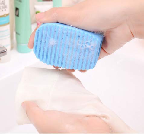 DNHCLL 2PCS Candy Color Mini Silicone Washboard Creative Handheld Laundry Washboard,Perfect for Cleaning Hard-to-clean Collars, Cuffs(Blue,Pink) - Image 5