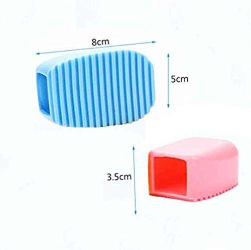 DNHCLL 2PCS Candy Color Mini Silicone Washboard Creative Handheld Laundry Washboard,Perfect for Cleaning Hard-to-clean Collars, Cuffs(Blue,Pink) - Image 2