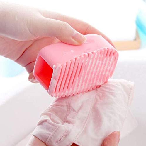 DNHCLL 2PCS Candy Color Mini Silicone Washboard Creative Handheld Laundry Washboard,Perfect for Cleaning Hard-to-clean Collars, Cuffs(Blue,Pink) - Image 4