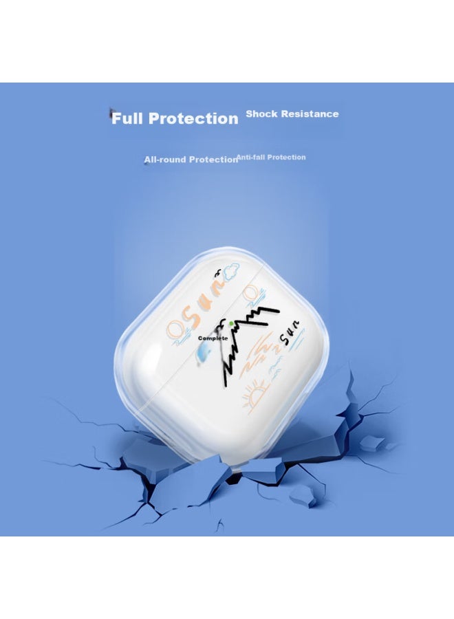 Inkaida Yingkaida, Suitable For Airpods 4 Protective Case, Apple Earphone Case, Wireless Bluetooth Earphone Case, Shockproof, Creative Anti-slip Shell, Storage Box, Sun - Image 3