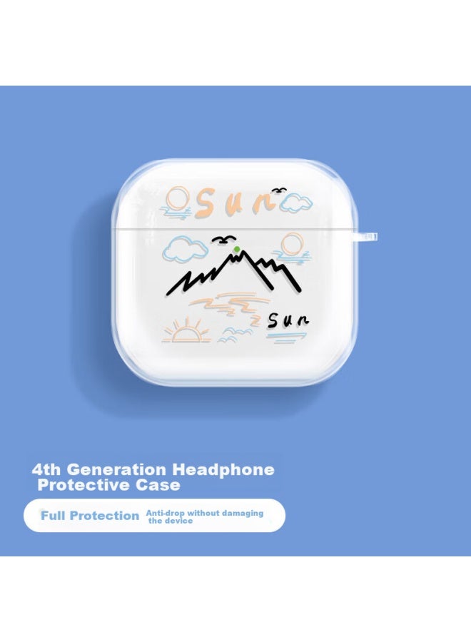 Inkaida Yingkaida, Suitable For Airpods 4 Protective Case, Apple Earphone Case, Wireless Bluetooth Earphone Case, Shockproof, Creative Anti-slip Shell, Storage Box, Sun - Image 1