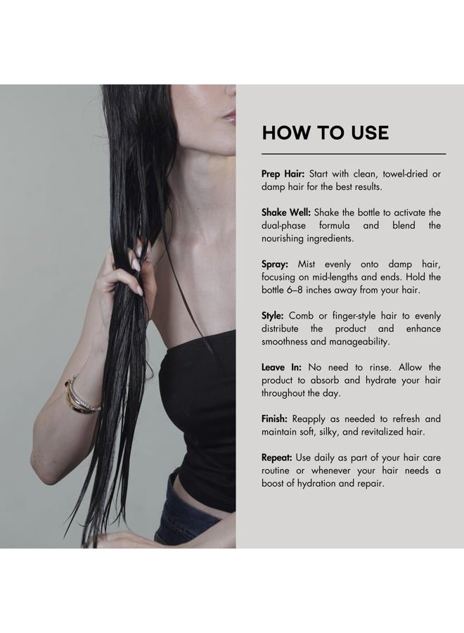 PREVIA Hydrating Leave-in Conditioner Spray White Truffle Extract - Reconstructive Biphasic Detangling Treatment for Damaged, Dry, and Brittle Hair - Tames Frizz, Adds Shine, Controls Static - Image 4