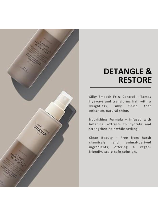 PREVIA Hydrating Leave-in Conditioner Spray White Truffle Extract - Reconstructive Biphasic Detangling Treatment for Damaged, Dry, and Brittle Hair - Tames Frizz, Adds Shine, Controls Static - Image 3