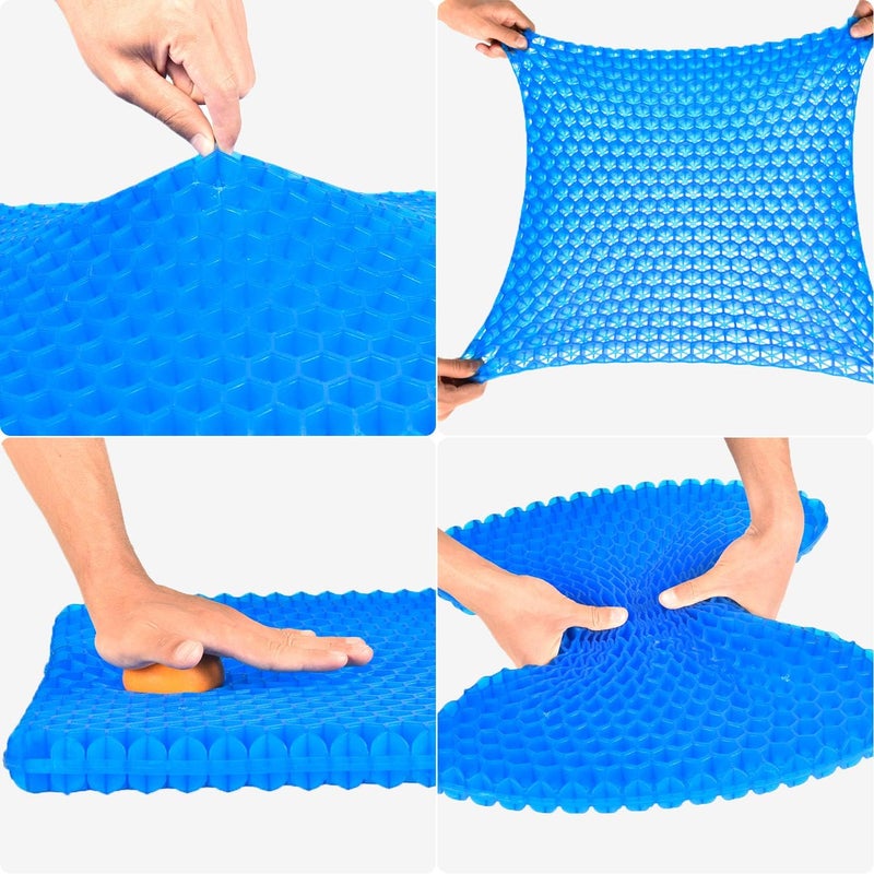 OMCOZY وسادة جل للجلوس، وسادة جل تبريد (كبيرة جداً وسميكة)، تصميم خلية نحل قابل للتنفس يمتص نقاط الضغط، وسادة جل لمقعد المكتب، وسادة مقعد السيارة المنزلية لكرسي متحرك - Image 3