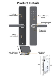 Sharpdo Smart Electronic Door Lock, Fingerprint/ Card/ Key / Password/ Bluetooth, Suitable for Home, Apartment, Office, Hotel  - Image 4