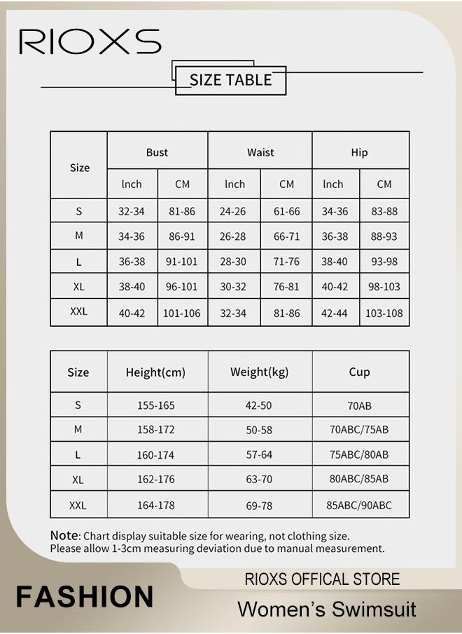 RIOXS - Womens One Piece Swimsuit, Long Sleeve Rash Guard UV Protection Swimwear, Printed Bathing Suits For Women,Tummy Control Zip Front Wetsuit,Ladies Swimming Costume Set,Woman Surfing Swimwear - Image 1