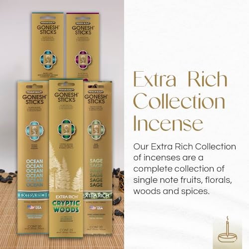 Gonesh - Extra Rich Scented Incense Sticks Variety Pack - Non-Toxic 10” Slow Burn Aromatic Sticks - Ocean, Cryptic Woods, Sage, Arctic Chill, Black Orchid - 5 Packs of 20 - Image 4