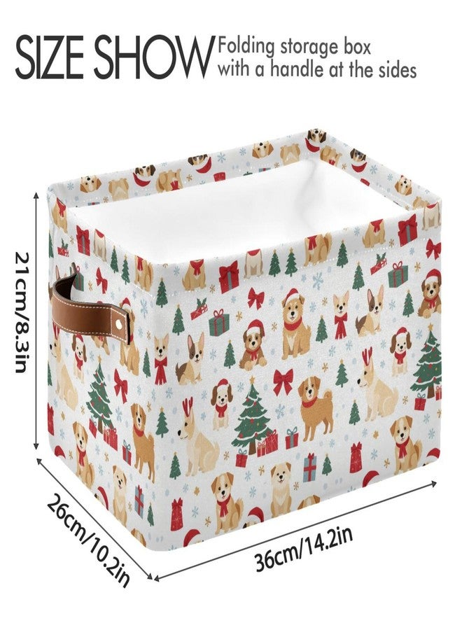 Pfrewn Christmas Winter Storage Basket Dog in Santa Hats and Scarves Collapsible Rectangular Storage Boxes Organizer Shelf Basket Toy Book Storage Bin for Nursery 1 Pack - Image 4