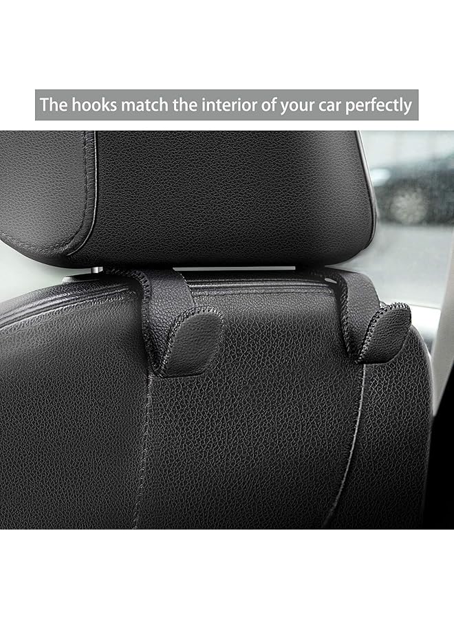 إيروريكس خطافات مسند الرأس للحقائب والحقائب، حامل مسند رأس المقعد الخلفي للسيارة، خطاف تخزين من الجلد البيج - Image 2