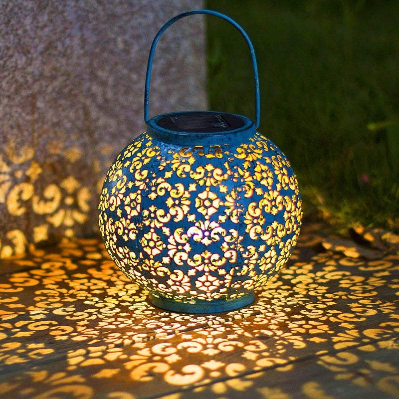 Homeimpro Solar Big Lanterns Outdoor Waterproof Garden Gifts Mom, Metal Table Lights for Patio, Yard Art, Mothers Day Bithday Gifts for Women Men(1Pack, Teal Blue) - Image 1