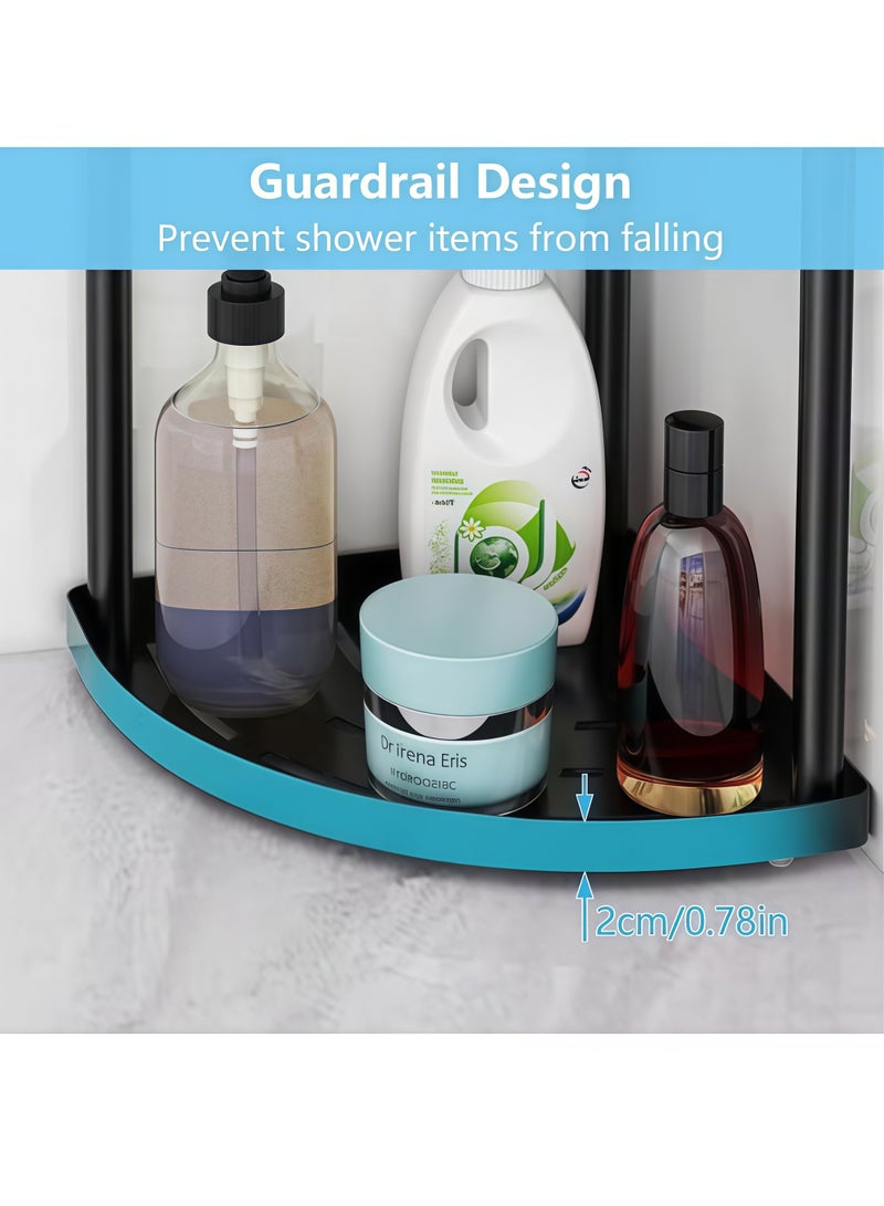 4 Tier Corner Shelf Stand Shower Caddy Organizer Shelf with Hooks Kitchen Shelf Organizer Small Corner Shelf for Kitchen Organization & Storage,for Bathroom, Kitchen, Balcony & Living Room(Black) - Image 3