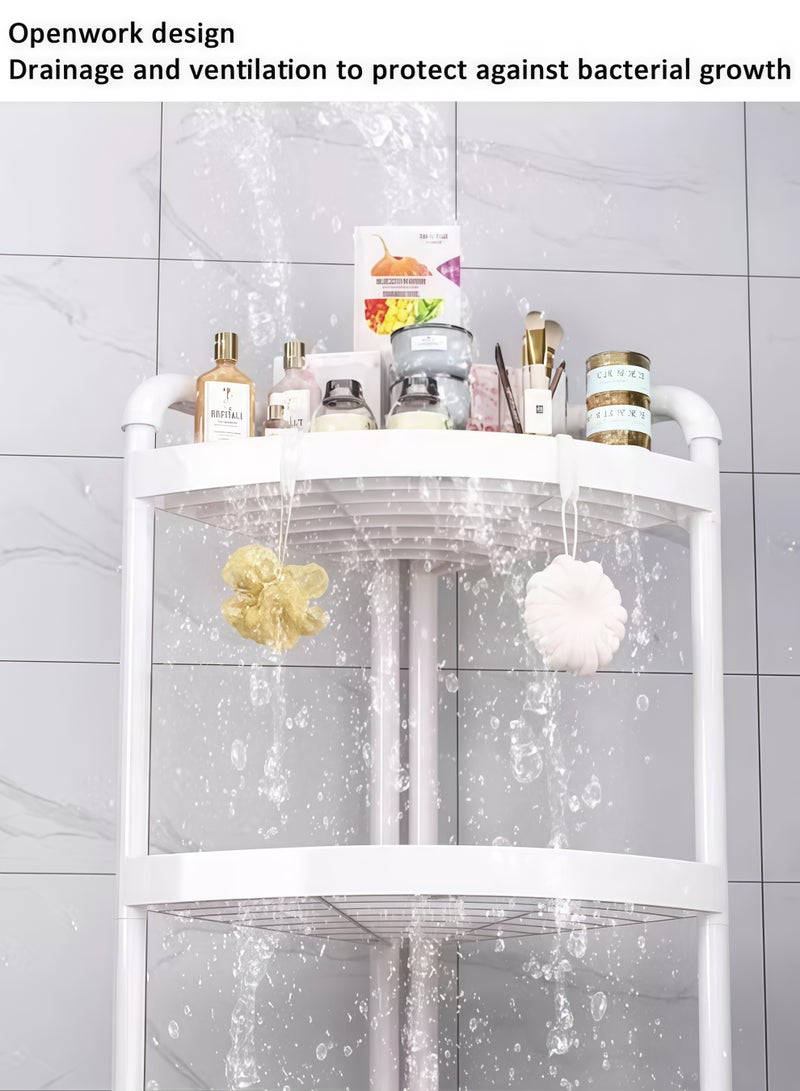 4 Tier Corner Shelf Stand Shower Caddy Organizer Shelf with Hooks Kitchen Shelf Organizer Small Corner Shelf for Kitchen Organization & Storage,for Bathroom, Kitchen, Balcony & Living Room(Black) - Image 5