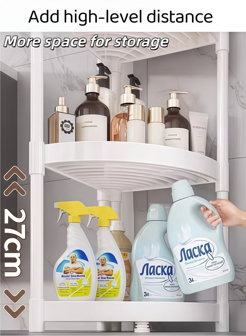 4-Tier Corner Shelf,Corner Shower Caddy Standing,4-Tier Storage Cart,Tier Rust Proof Floor Standing Shower Organizer with 4 Hooks, Waterproof Corner Stand Shower Shelf Storage Rack Ideal for Bathroom, Kitchen, Balcony & Living Room - With Free Hooks(Black) - Image 3