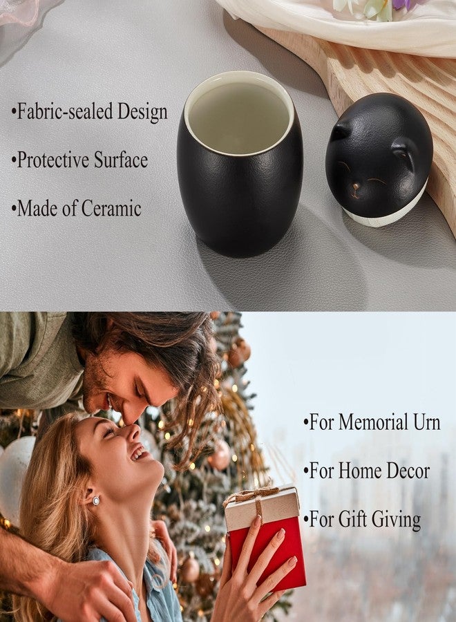 SOITIS Smiley Cat Shaped Pet Urn for Ashes - 3.2x2.9 inch Memorial Urn for Cats Dogs, Pet Cremation Small Urn with Ceramic Head Lid, Mini Black Keepsake for Cat Ashes - Image 5