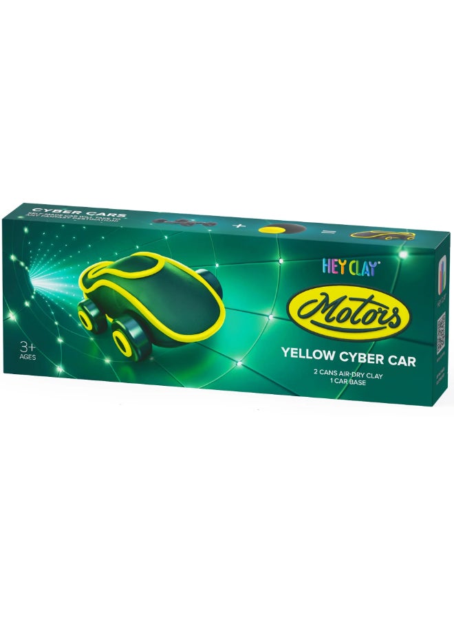 HEY CLAY Cyber Cars YELLOW CYBER CAR Colourful modelling air-dry clay, 2 cans with fun interactive app for kids 3 years + - Image 3