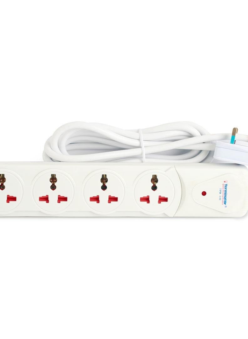 Terminator 4 Way Universal Power Extension Socket With Indicator 1.00mm2 Wire Off White Body 2M Cable 13A Plug - Image 2