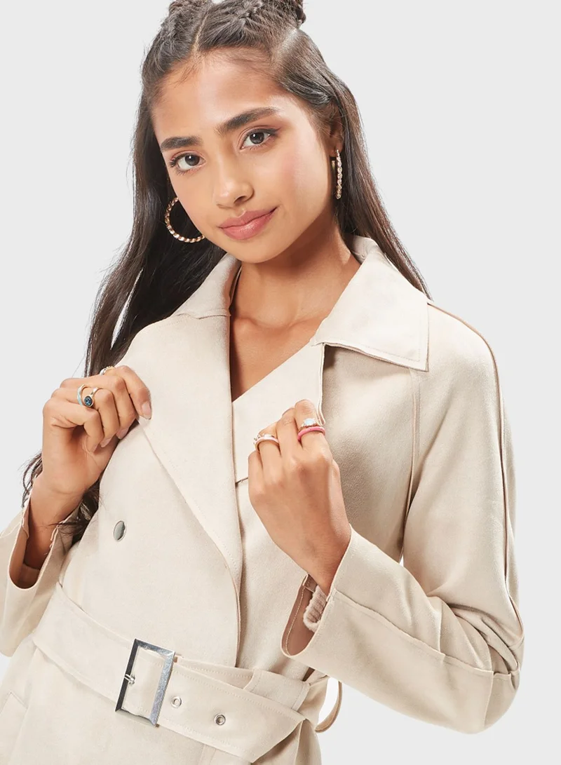 Lee Cooper Double Breasted Belted Coat