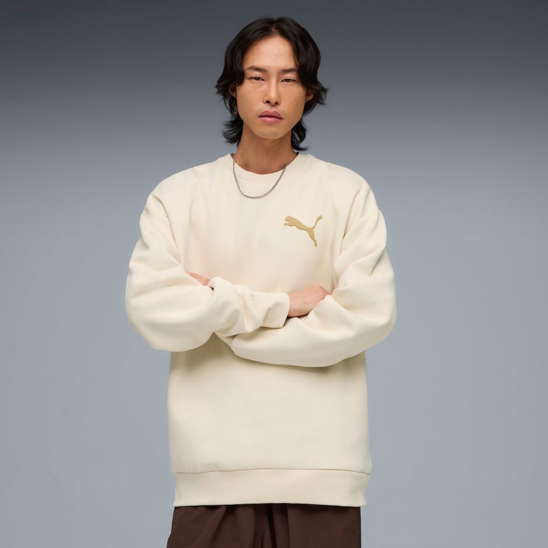 بوما سويت شيرت Essentials واسع ومزين بشعار PUMA Cat المطوّر للرجال - Image 1