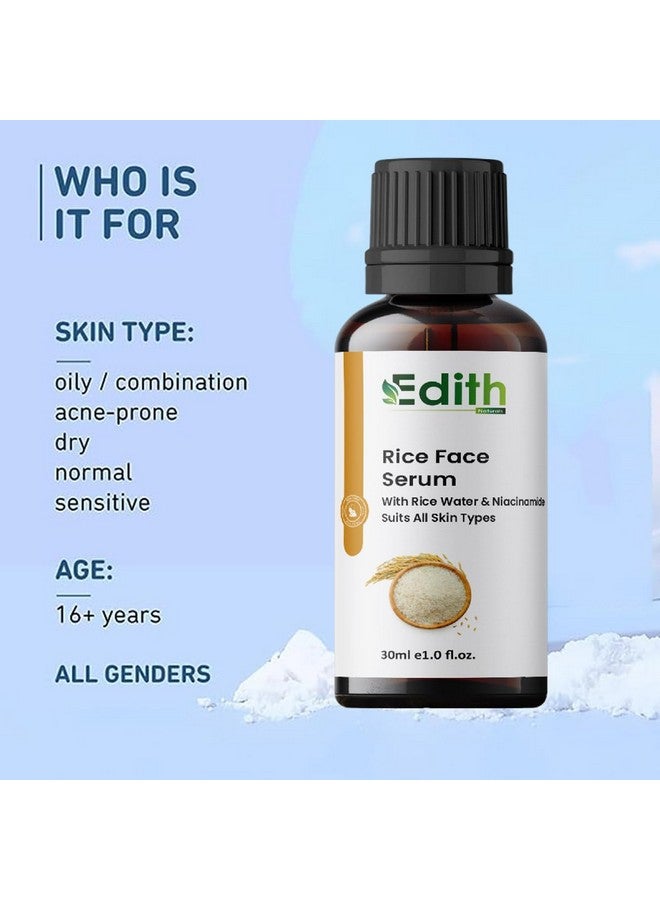 EDITH سيروم الوجه إيديث ناتشورالز 10% نياسيناميد لبشرة صافية ومشرقة | يخفف البقع الداكنة | مع ماء الأرز | خفيف الوزن | مختبر جلدياً | لجميع أنواع البشرة | للنساء والرجال | 30 مل - Image 3