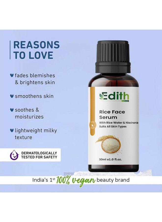 EDITH سيروم الوجه إيديث ناتشورالز 10% نياسيناميد لبشرة صافية ومشرقة | يخفف البقع الداكنة | مع ماء الأرز | خفيف الوزن | مختبر جلدياً | لجميع أنواع البشرة | للنساء والرجال | 30 مل - Image 4