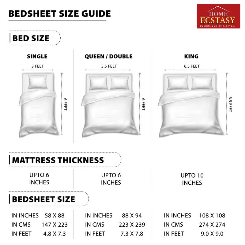 Home Ecstasy 100% Cotton Double Bedsheet with 2 Pillow Covers - (Size 86 x 94 inches, 140 TC, Colour - Yellow) - Image 4