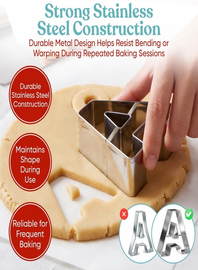 Bakerpan Stainless Steel Alphabet Cookie Cutter Set, Big 3.5 Inch English Letters, 26 Large ABC Cookie Cutters, with Bonus Dough Cutter - Image 2