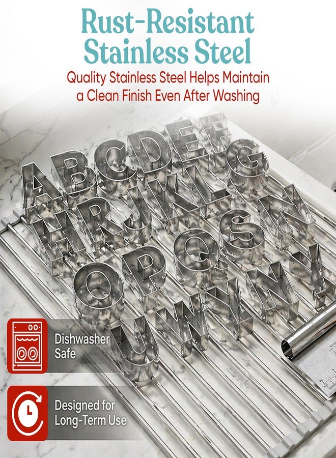 Bakerpan Stainless Steel Alphabet Cookie Cutter Set, Big 3.5 Inch English Letters, 26 Large ABC Cookie Cutters, with Bonus Dough Cutter - Image 5