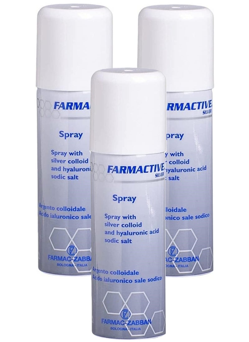 FARMAC ZABBAN Pharmactive Silver Medical Spray For Diabetic Foot Burns Bed Sores Postoperative Wounds 125 ml ( 3Pack )  - Image 1