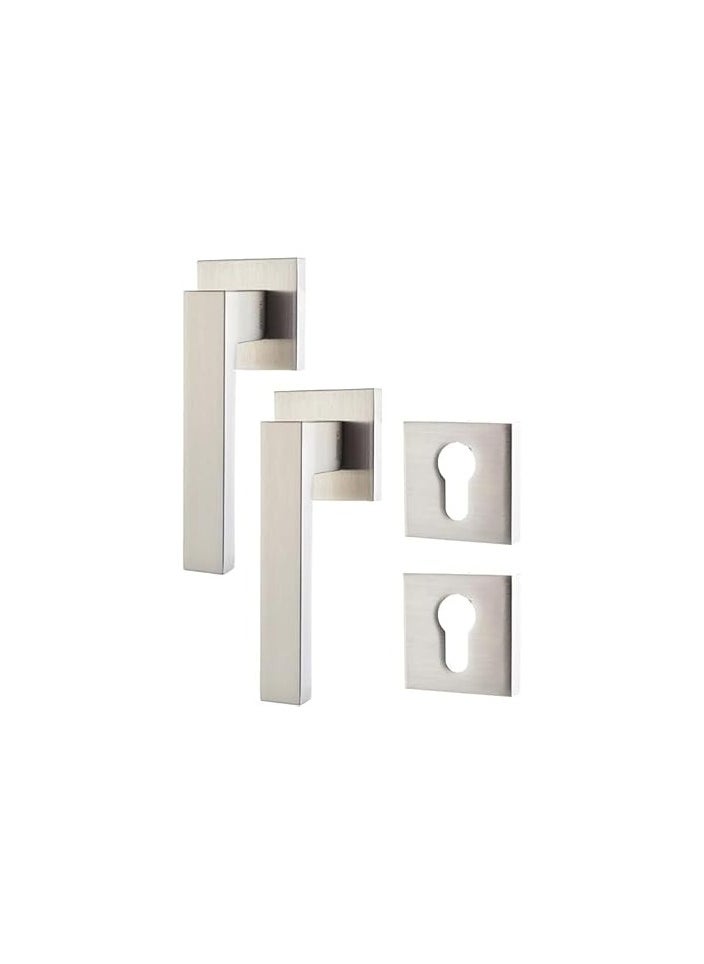 Generic Pyramid Knob Set 2 Pieces High Quality Door Handle Gives Your Door An Elegant Look Rosetta Cylinder Room Door Knob Matte Silver Nickel  - Image 2