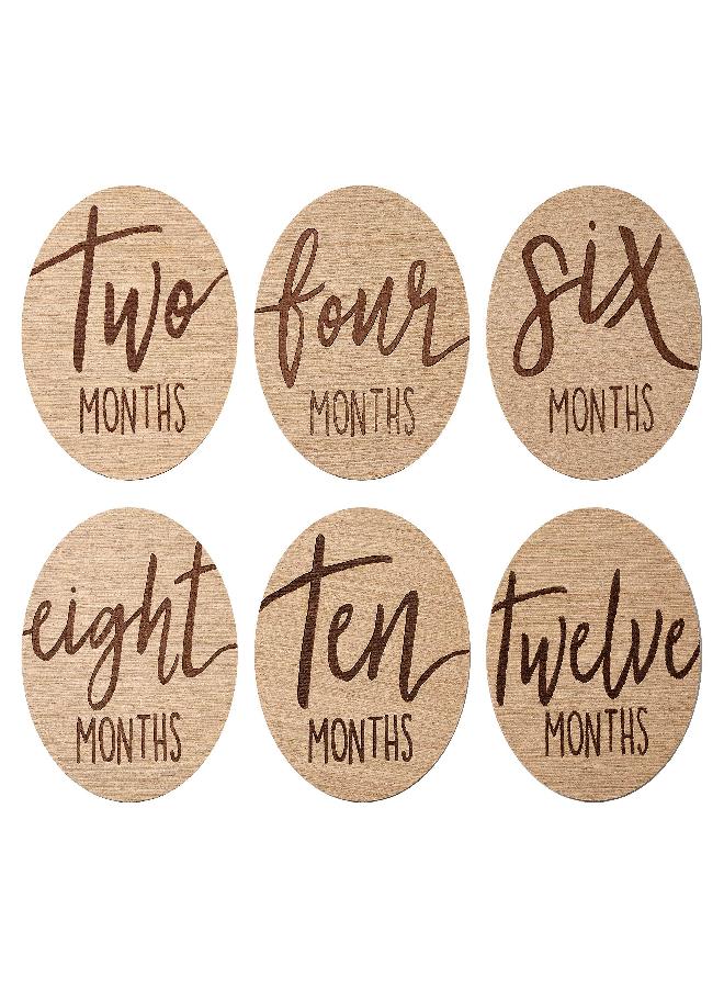 Kate & Milo Kate & Milo Baby Monthly Milestone Marker Discs, Reversible Photo Props, Baby Growth and Pregnancy Growth Cards, 1-12 Months, Wooden  - Image 2