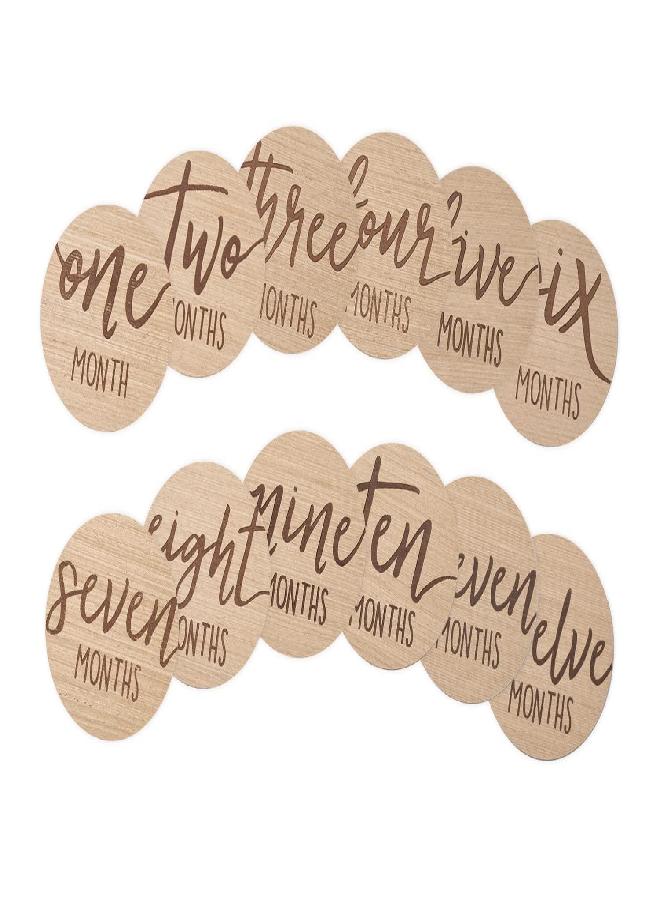 Kate & Milo Kate & Milo Baby Monthly Milestone Marker Discs, Reversible Photo Props, Baby Growth and Pregnancy Growth Cards, 1-12 Months, Wooden  - Image 1
