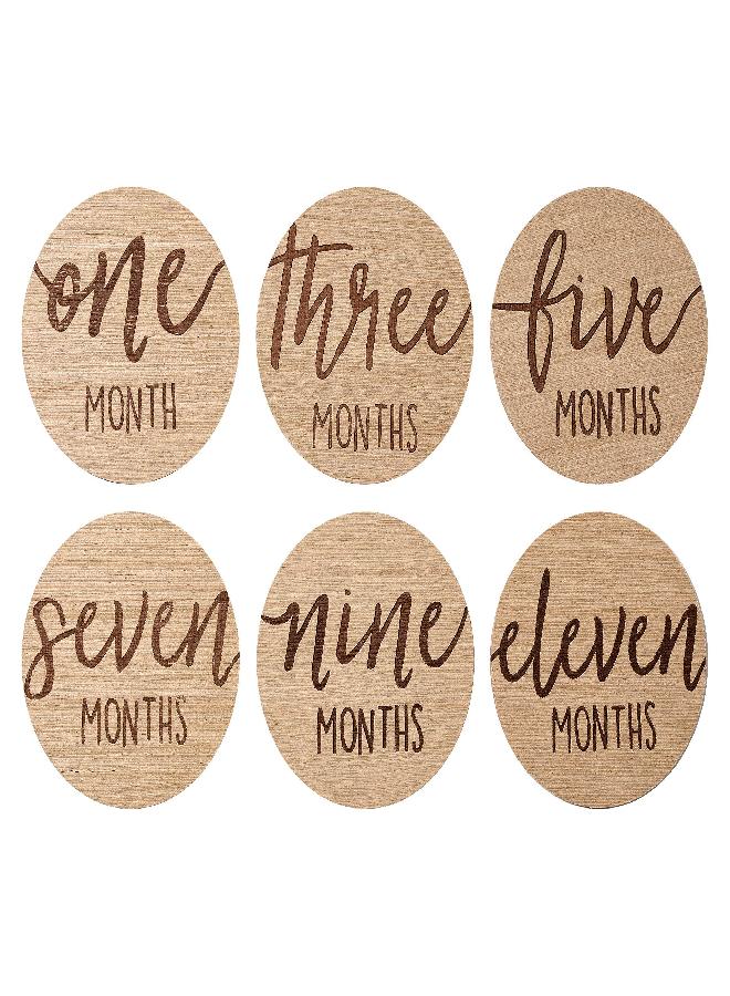 Kate & Milo Kate & Milo Baby Monthly Milestone Marker Discs, Reversible Photo Props, Baby Growth and Pregnancy Growth Cards, 1-12 Months, Wooden  - Image 3