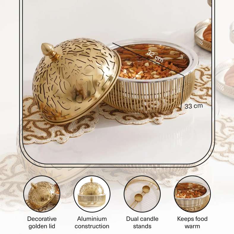 Pan Home Darla Food Warmer Dia32x33cm - Gold - 172MDS9900018 - Image 4