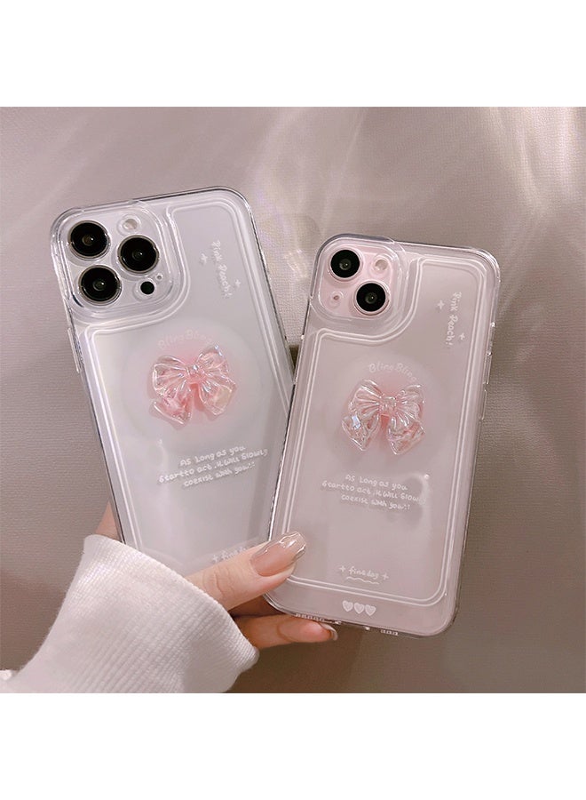 Compatible with iPhone 15 Cute 3D White Heart Ultra Thin Transparent Aesthetic Design Women Girl Camera Lens Protective Phone Case - Image 2