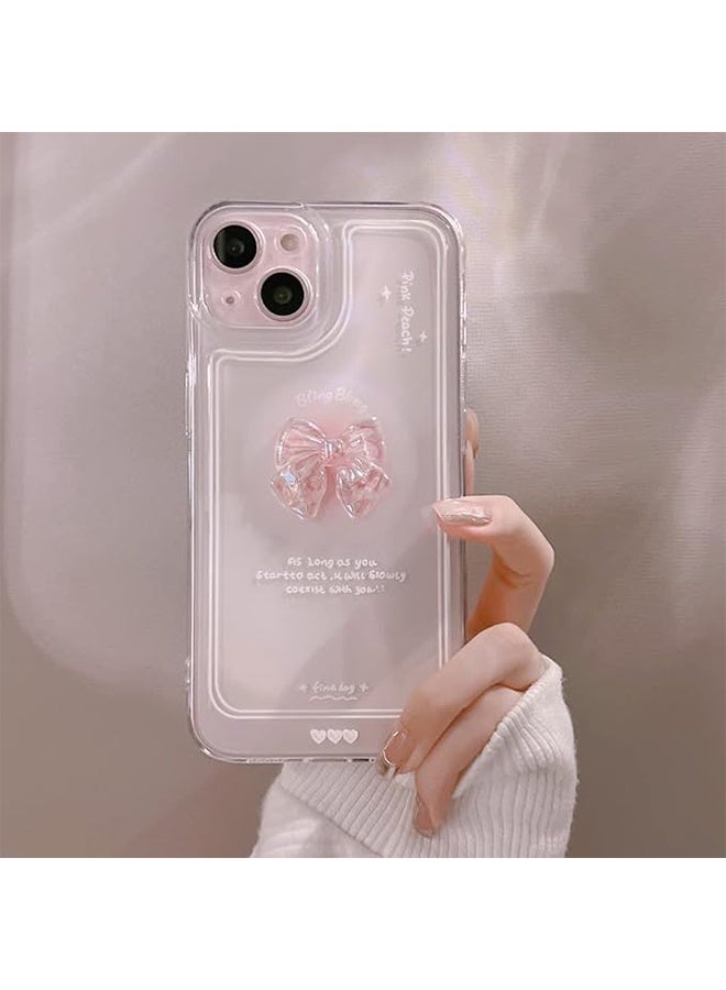 Compatible with iPhone 15 Cute 3D White Heart Ultra Thin Transparent Aesthetic Design Women Girl Camera Lens Protective Phone Case - Image 1
