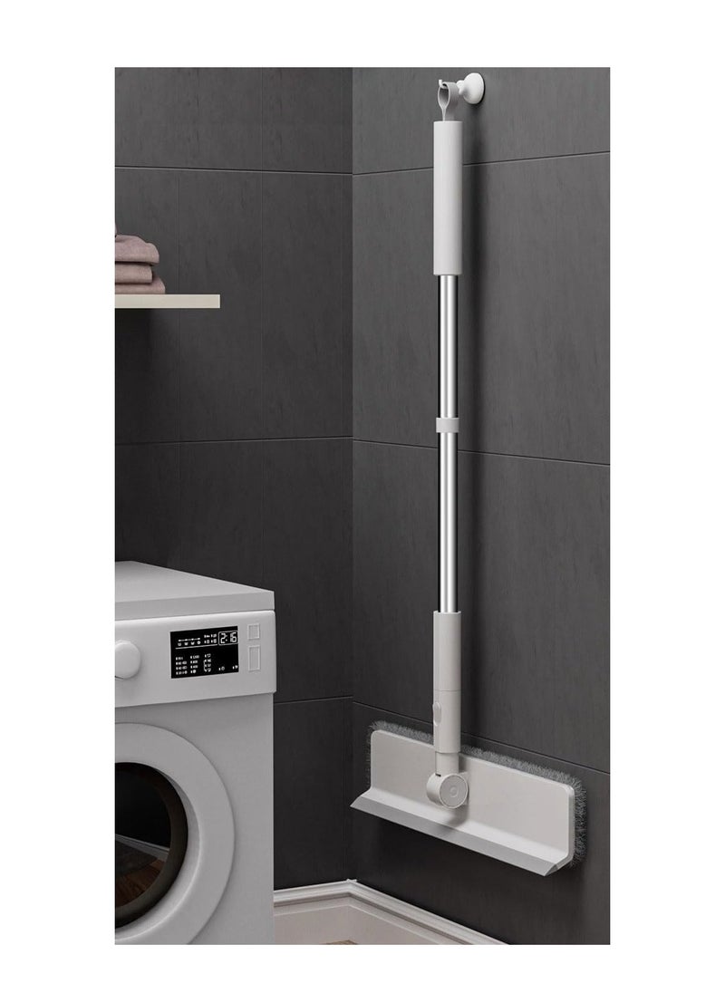 Window Floor Mop, Telecopic Window Cleaning Mop with Squeegee, Flat Mop with Handle, Dry and Wet Use Long Handle Mop with Adjustable Mop Head for Floor Wall Window Ceiling Cleaning