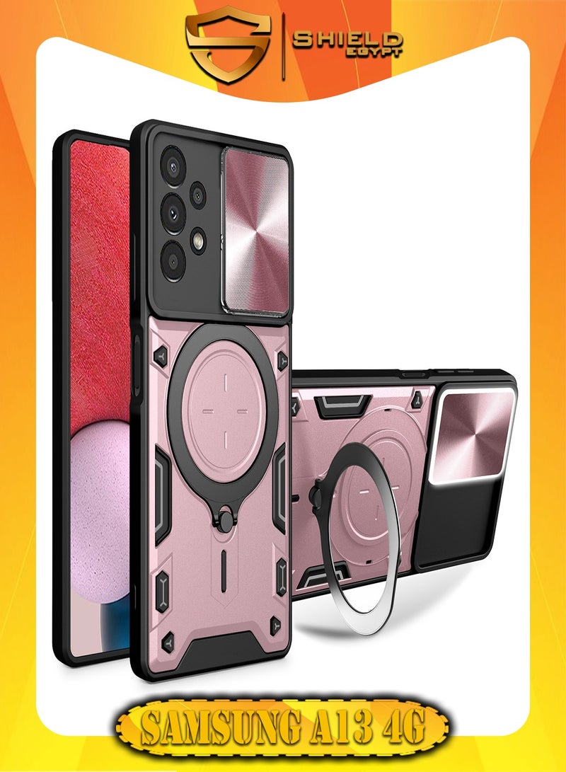 SHIELD EGYPT SHIELD EGYPT For Samsung Galaxy A13 4G Armored Camera Shield Cover Camera Lend Protection, Built-in 360° (Rose Gold)