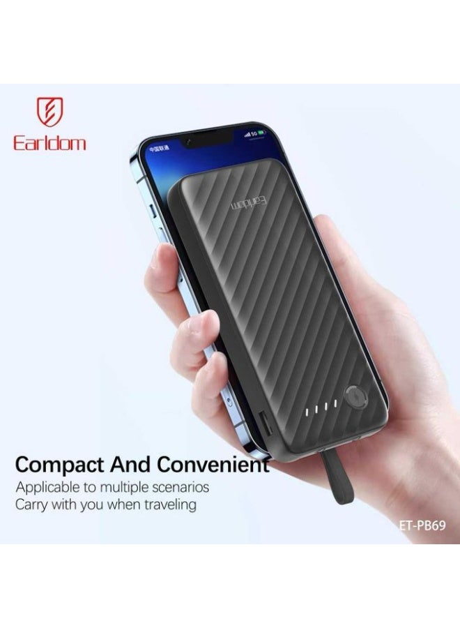 Earldom PB69 4-in-1 Universal Power Bank 10000mAh with Built-in 4 Cables – Fast Charging - Image 2