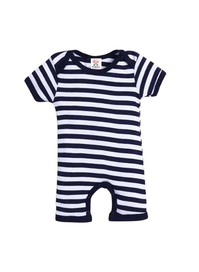 TiniBerry New Born Baby Multi-Color Cotton Sleep Suit Romper Body Jumpsuti BodySuit for Boys and Girls Set of 3 (6-9 Months, Nevy Blue) - Image 2
