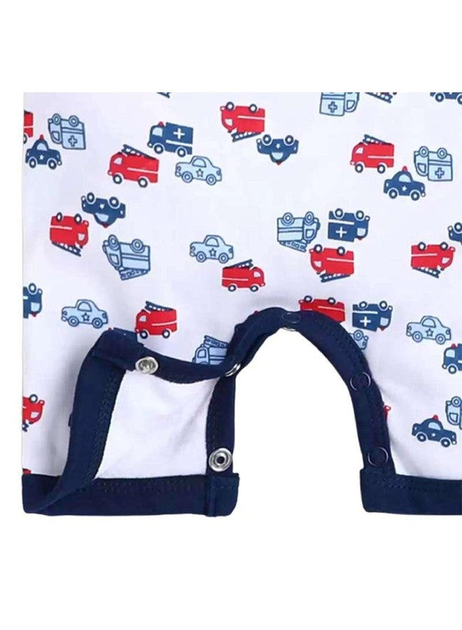 TiniBerry New Born Baby Multi-Color Cotton Sleep Suit Romper Body Jumpsuti BodySuit for Boys and Girls Set of 3 (6-9 Months, Nevy Blue) - Image 4