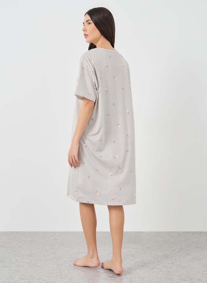 Take Two Take Two All-Over Print Lace Detail Nightdress  - Image 4