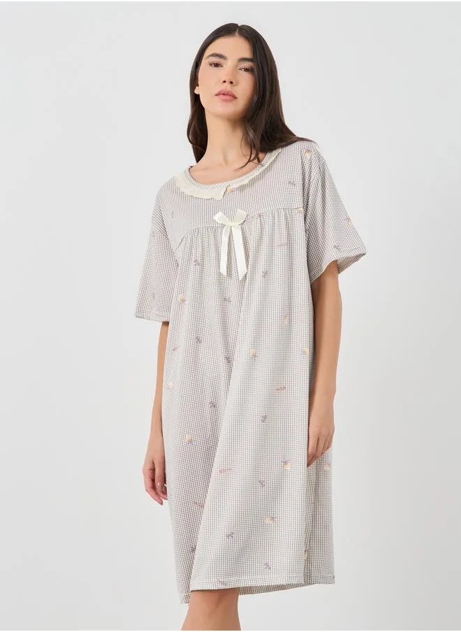 تايك تو Take Two All-Over Print Lace Detail Nightdress