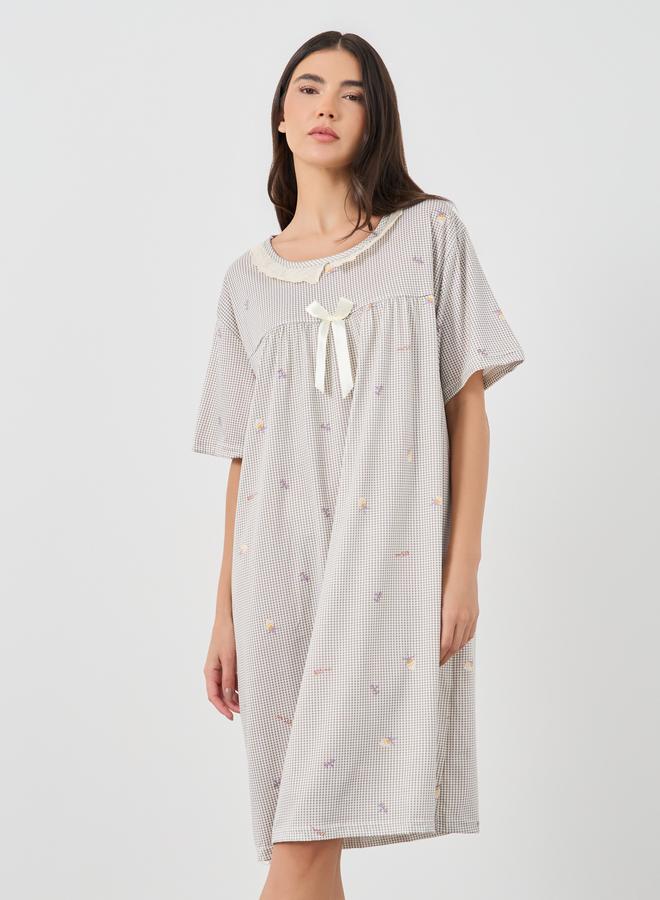 Take Two Take Two All-Over Print Lace Detail Nightdress  - Image 2