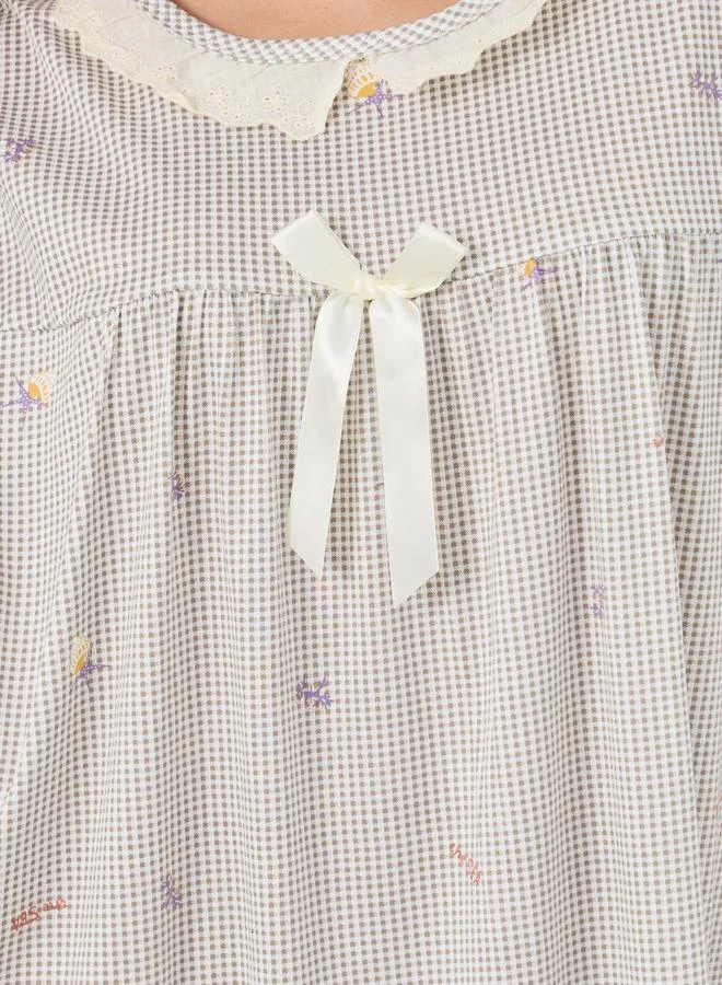 Take Two Take Two All-Over Print Lace Detail Nightdress